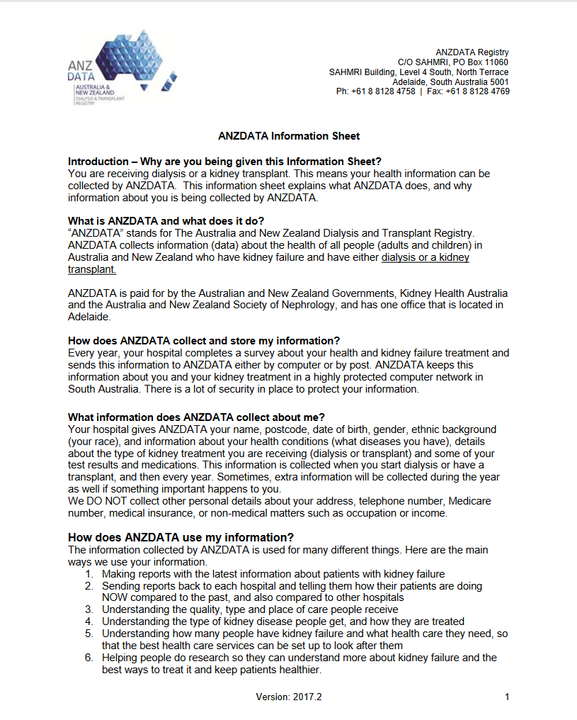 Patient Information Sheets